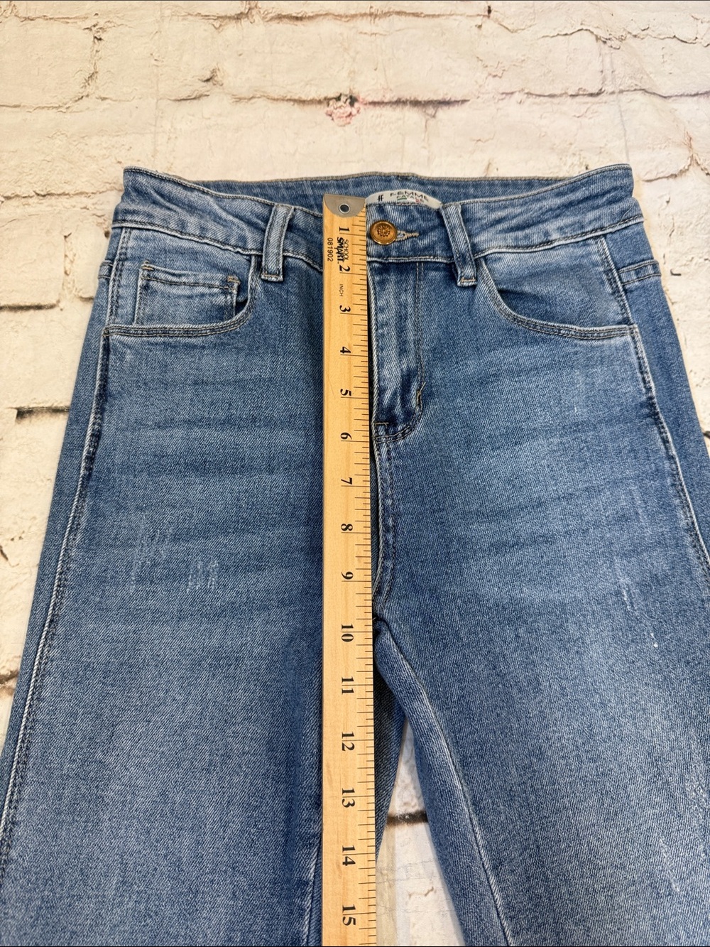 Femme Fatale Veronica Cropped Flare Jeans | Button Hem Detail | Mid Rise Size S - Picture 4 of 9